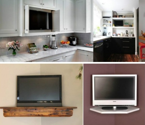 Помните один важный нюанс при установке телевизора на кухне: варианты размещения во многом зависят от типа экрана